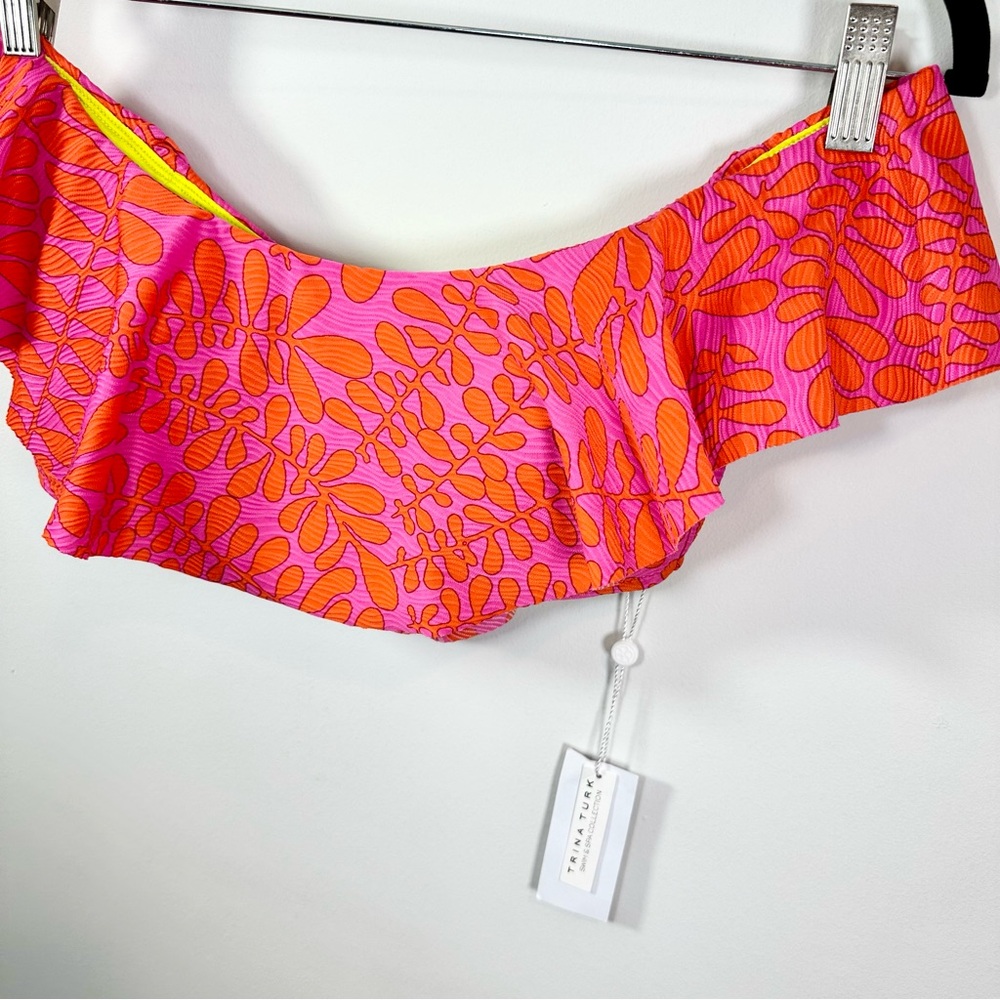 Trina Turk Trellis Off the Shoulder Ruffle Bandeau Swim Top - Picture 9 of 13